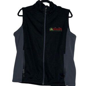 Vallarta Supermarkets Womens Black & Gray Zip-Up Vest With Embroidered Logo Size